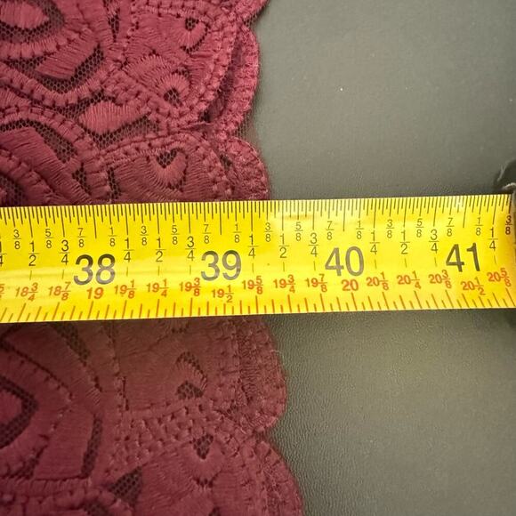 Bardot Gia Embroidered Lace Mesh Cocktail Bodycon Dress In Burgundy Size 8 - Picture 14 of 15